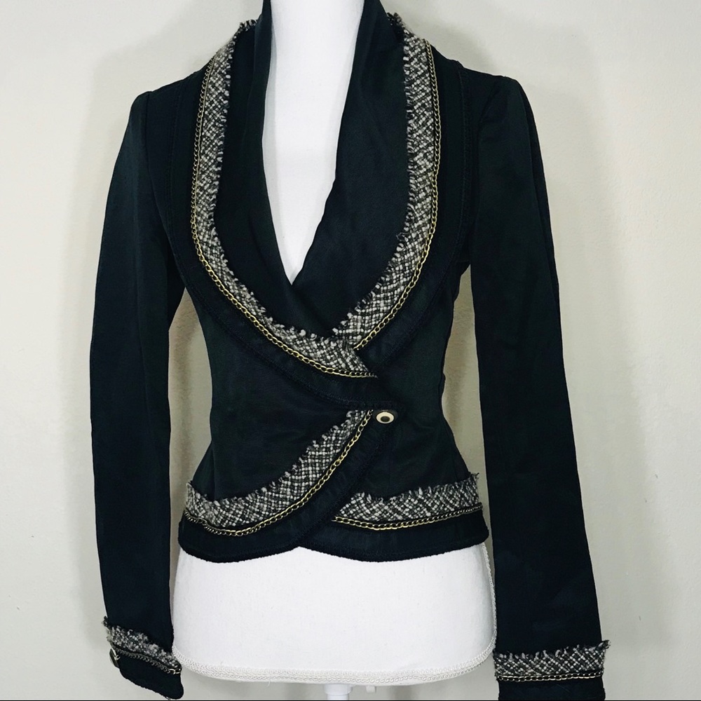 BCBGMaxazria Wool Blend Wrap Cardigan Style Jacket